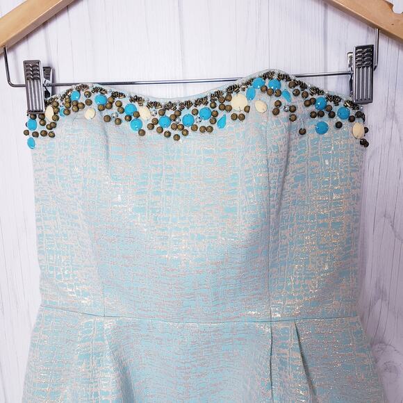 Lilly Pulitzer Raya Metallic Strapless Sheath Dress Beaded Knee Length Lined - Picture 6 of 14